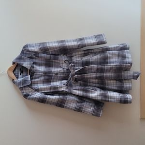 Double Zero (L) Plaid Coat Button Down  Tie Front with Pockets and Corset Back